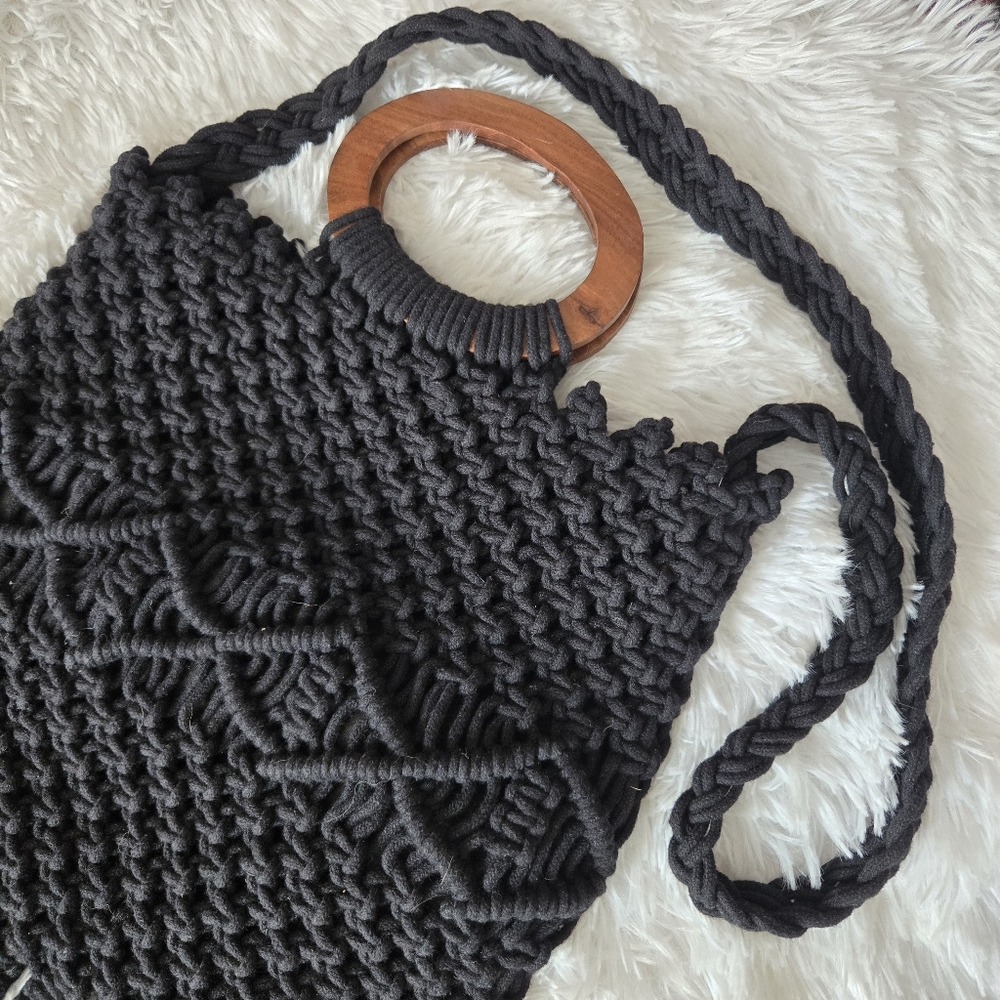 Danielle Nicole Black Macrame Crossbody Bag Nwot - image 8
